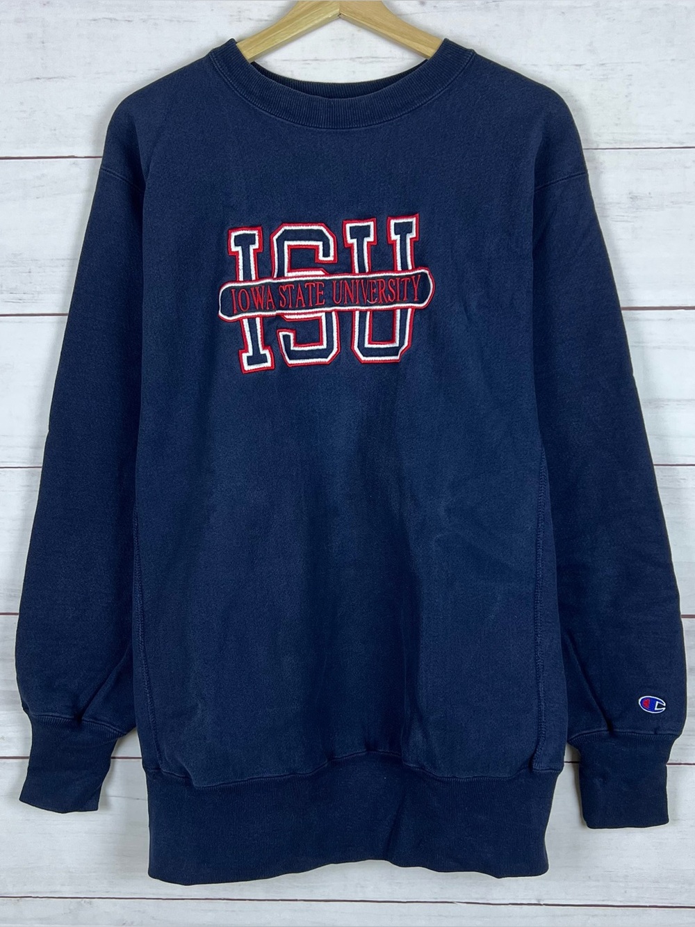 Vintage Champion Reverse Weave Iowa State Sweatshirt Navy XL Embroidered USA 90s